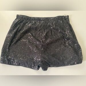 Black Sequin Women's Shorts